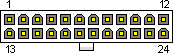24 pin MiniFit Jr 5566-24 male (MOLEX 44206-0007) connector layout